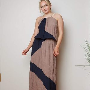 Y2K L'Adore Milan Color Block Maxi Dress Boho L